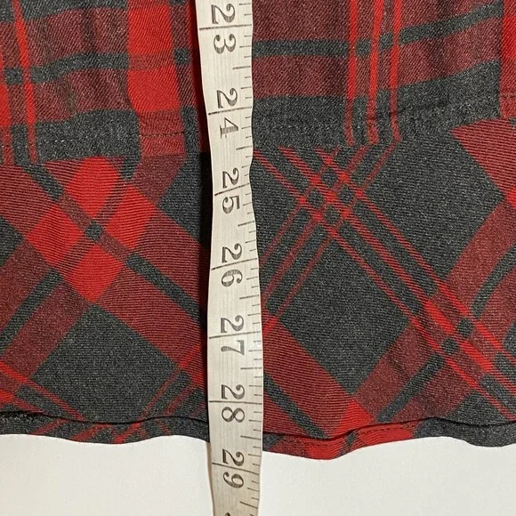 Cabi Top Womens Medium Red Black Plaid 1/2 Button Up Blouse Hi Low Festive Boho - Picture 16 of 16